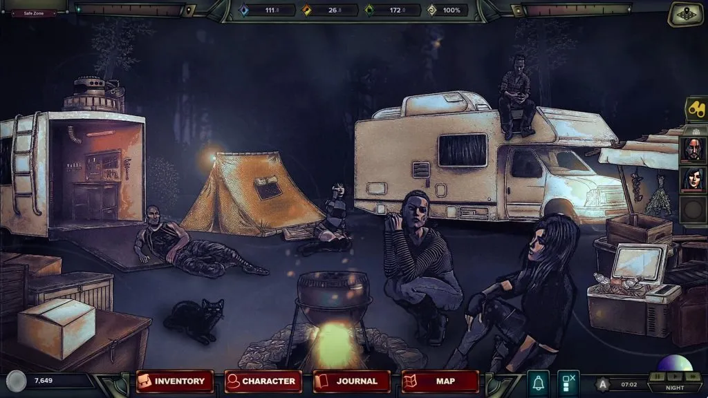 The Dead Await caravan management and survivor planning screen