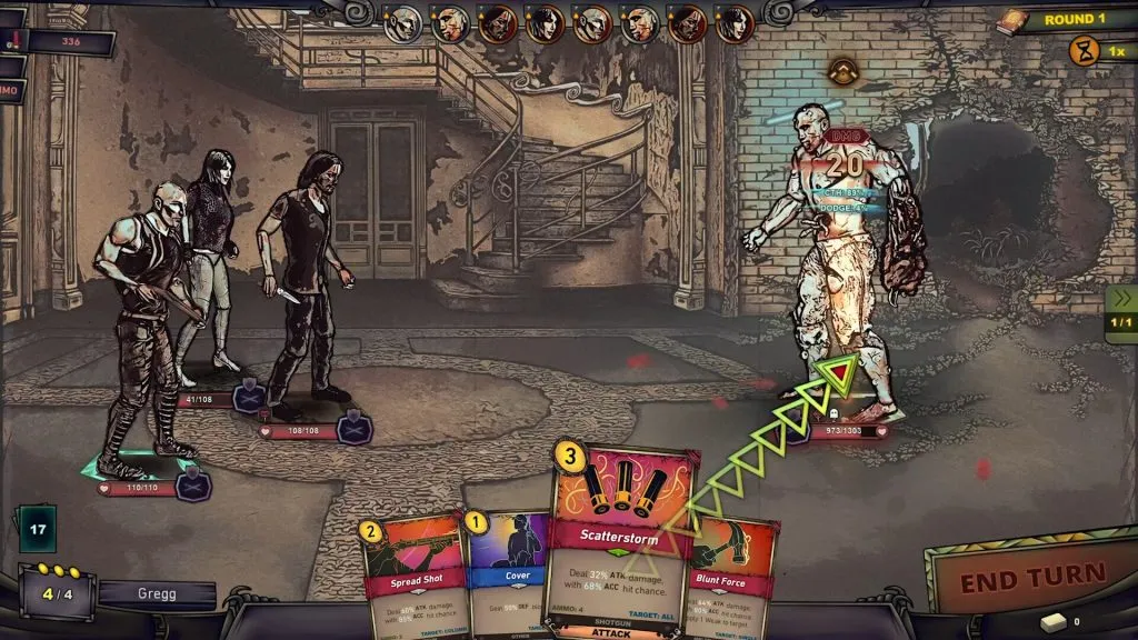 The Dead Await turn-based card combat gameplay screenshot