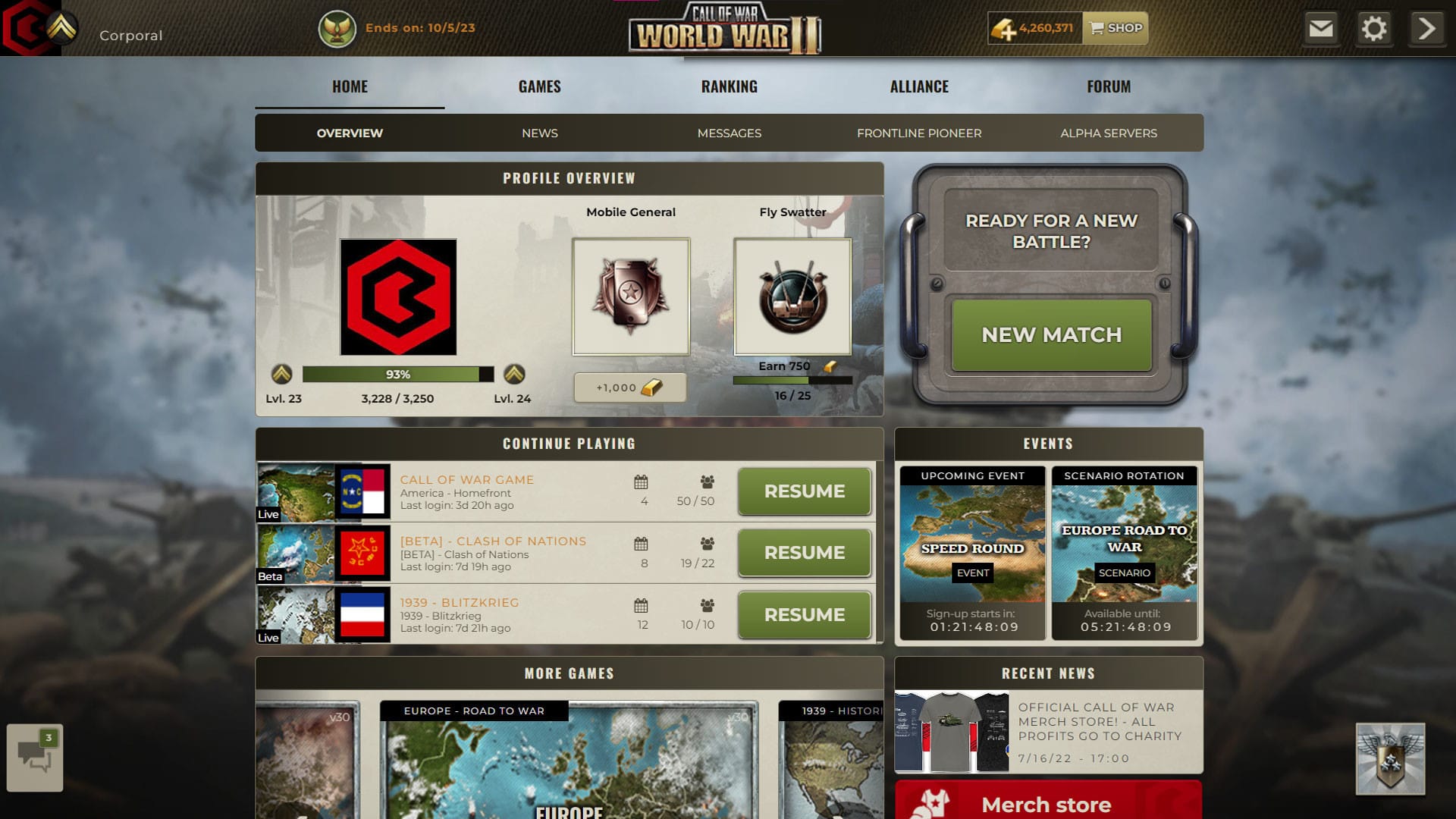 Call of War World War 2 gameplay showing a 1942 map with provinces and troop movements