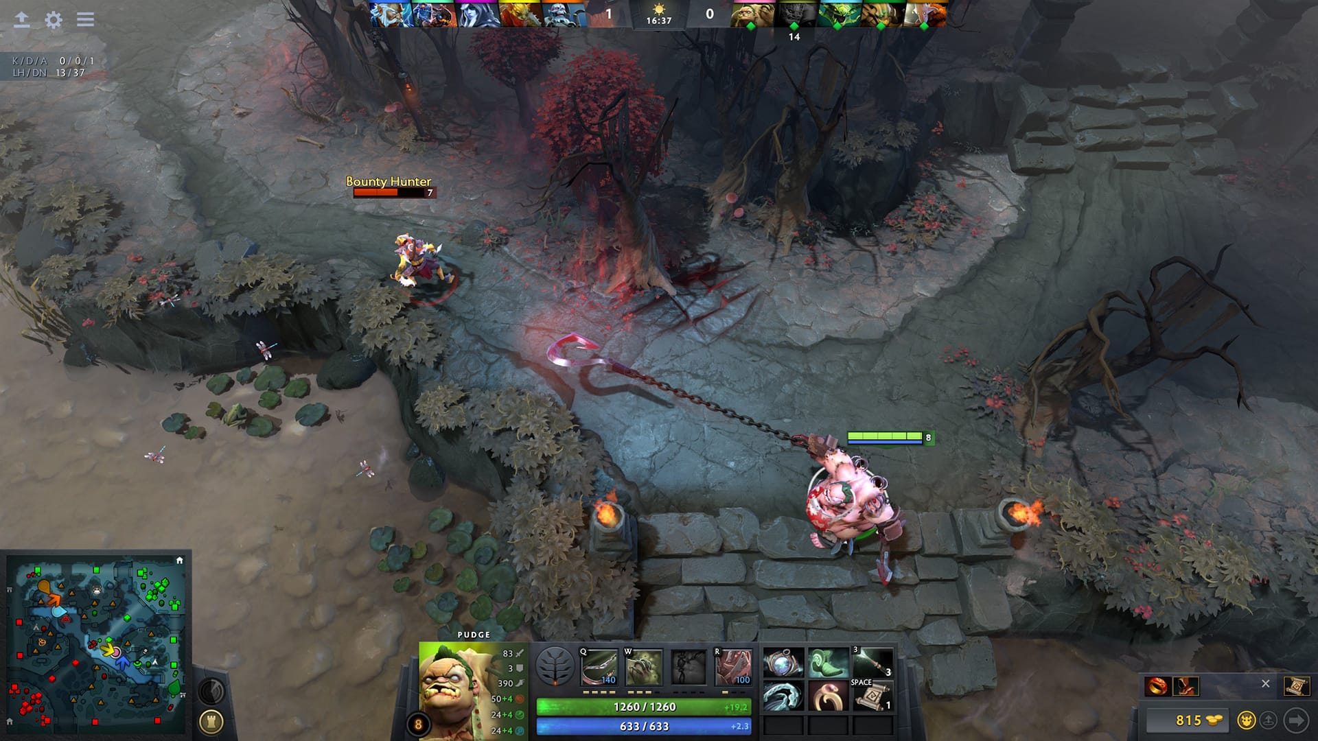 Dota 2 gameplay showing a ranked match engagement