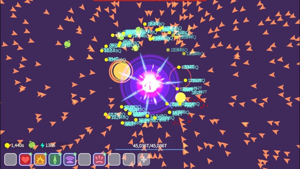 The Tower Idle Tower Defense gameplay screenshot showing the upgrade-driven mobile TD