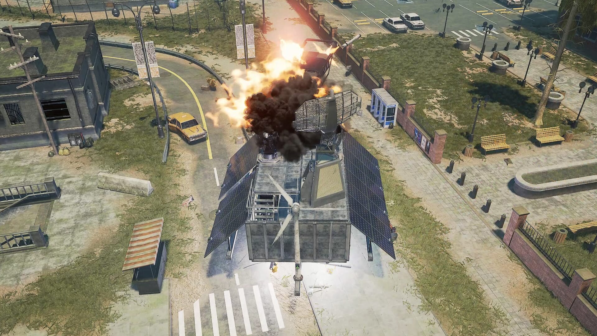 Night of the Dead gameplay showing a player-built fortress with traps holding off a nighttime zombie horde