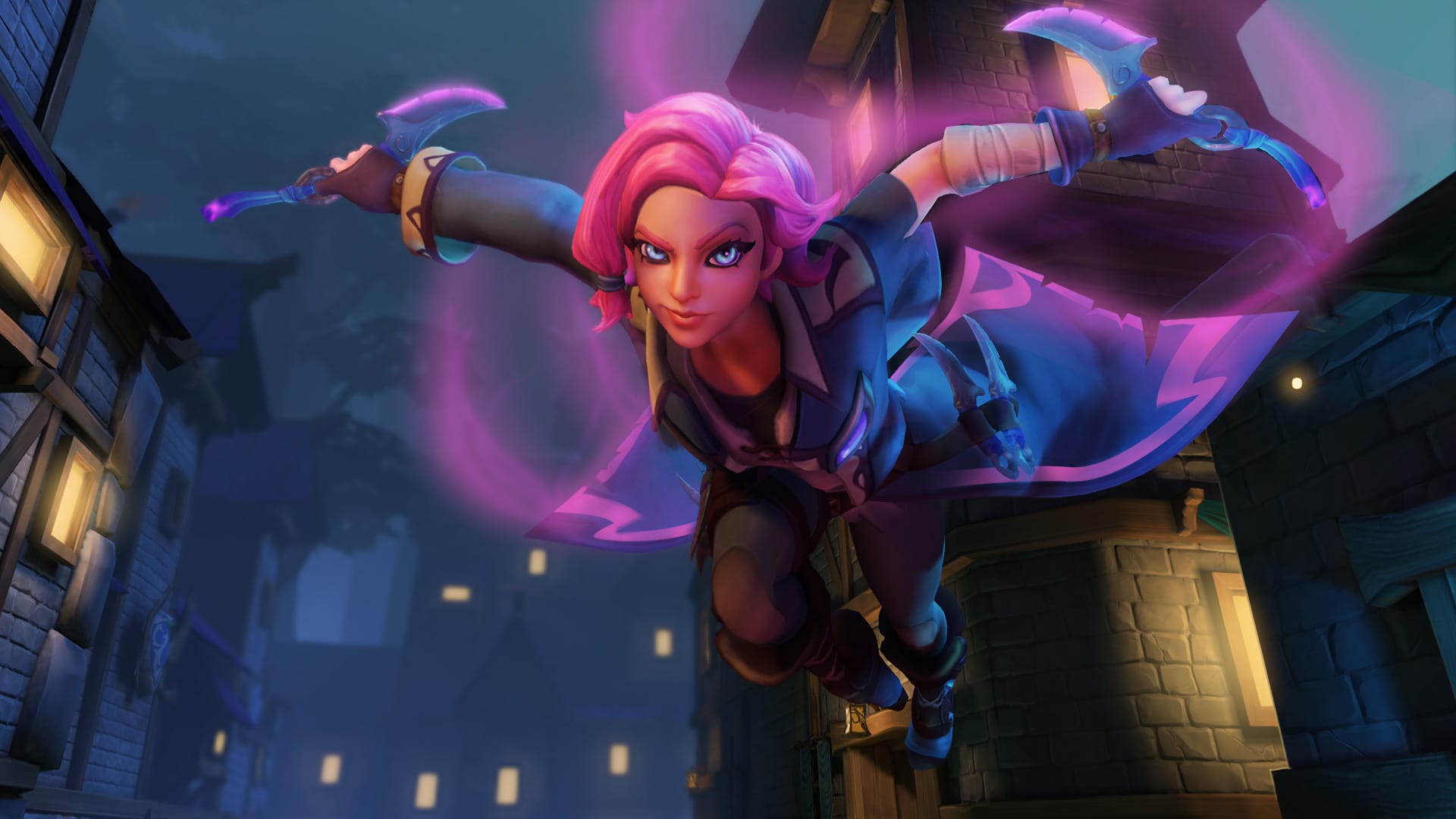 Paladins gameplay showing 5v5 team shooter combat in the fantasy Realm