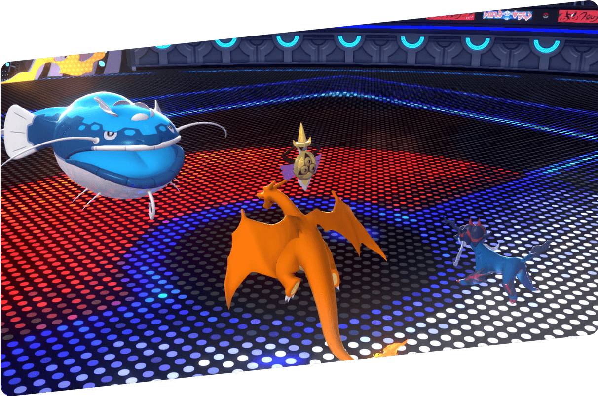 Pokemon Champions battle screen showing Dondozo and Aegislash against Charizard and Hisuian Samurott