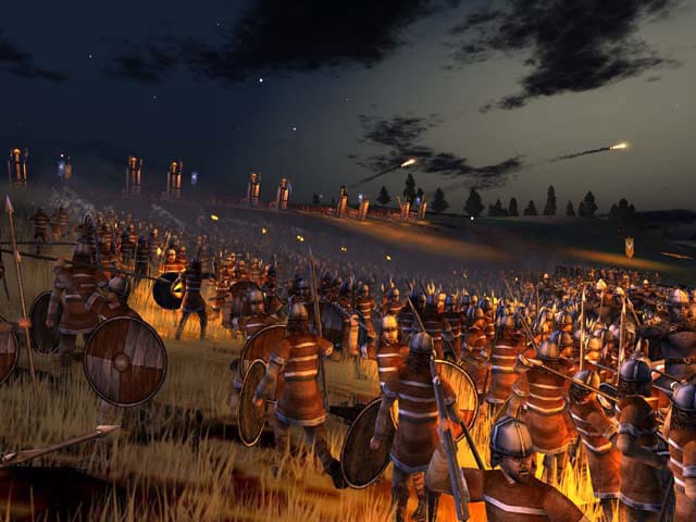 ROME: Total War gameplay showing thousands of soldiers clashing in a real-time battle