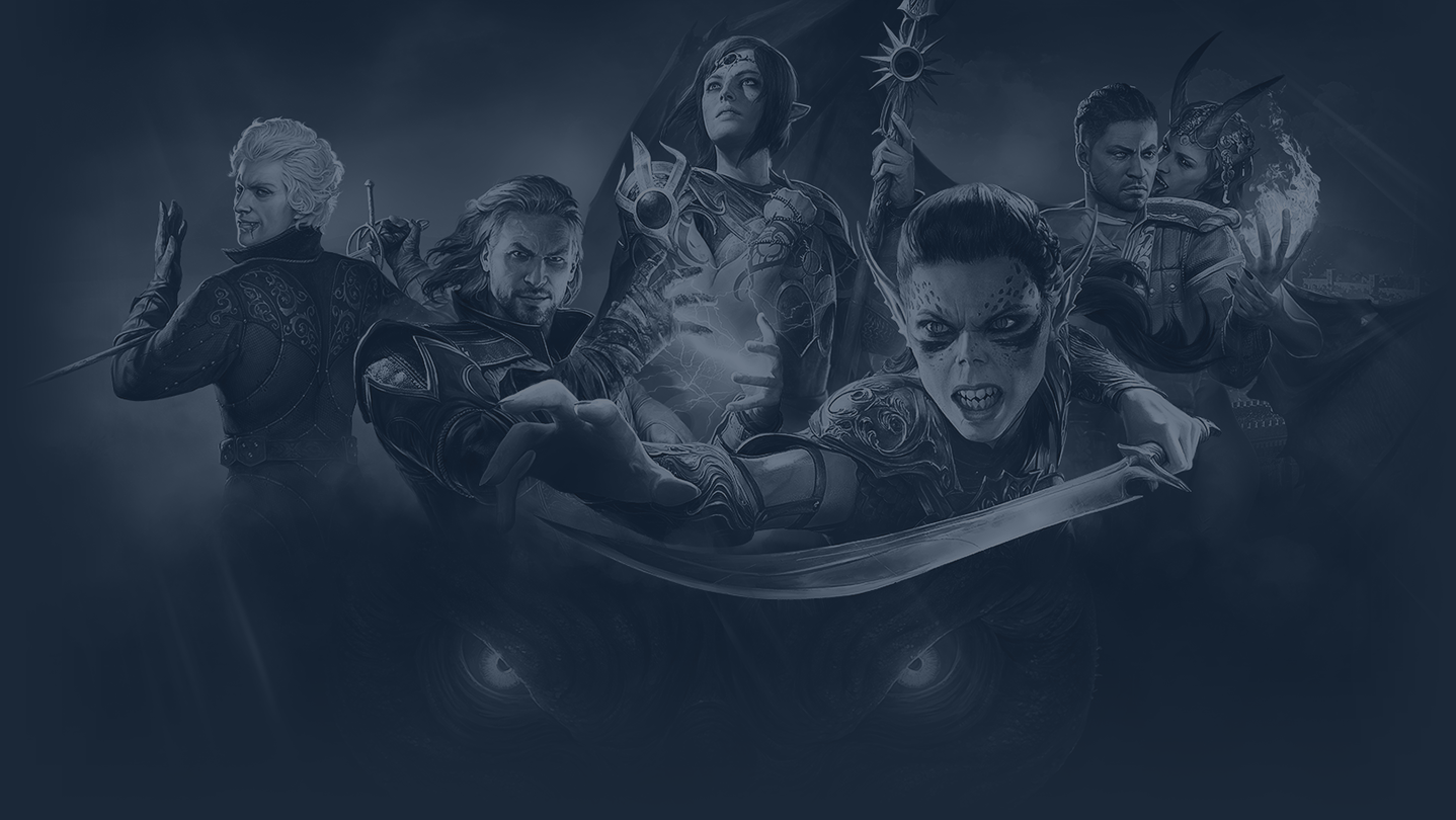 Baldur's Gate 3 official artwork showing the party of adventurers from the Dungeons and Dragons campaign