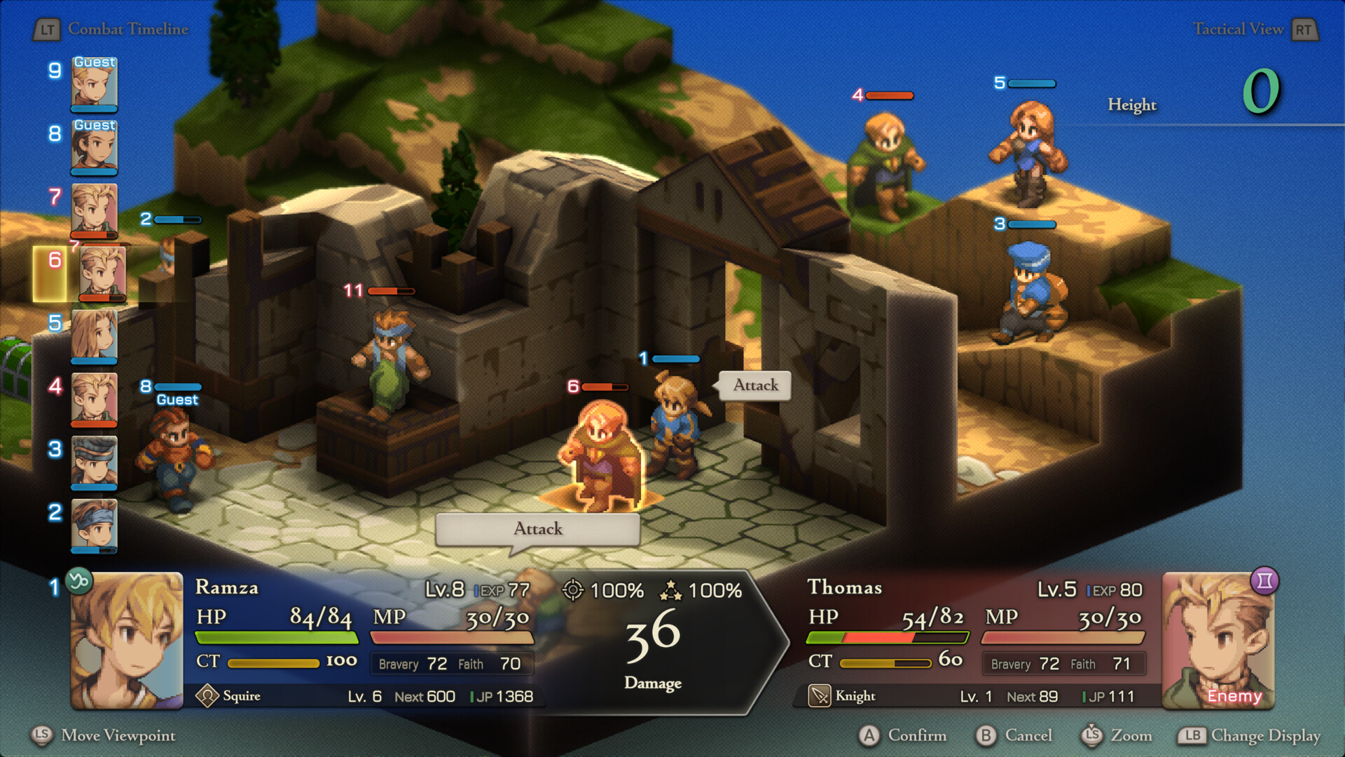 Final Fantasy Tactics The Ivalice Chronicles battle on an isometric grid with job-class units