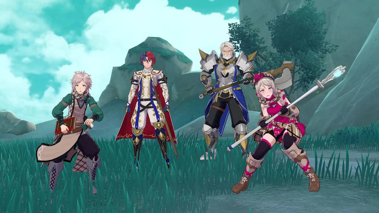 Fire Emblem Engage grid battle with units positioned on a tactical map using Emblem Ring powers