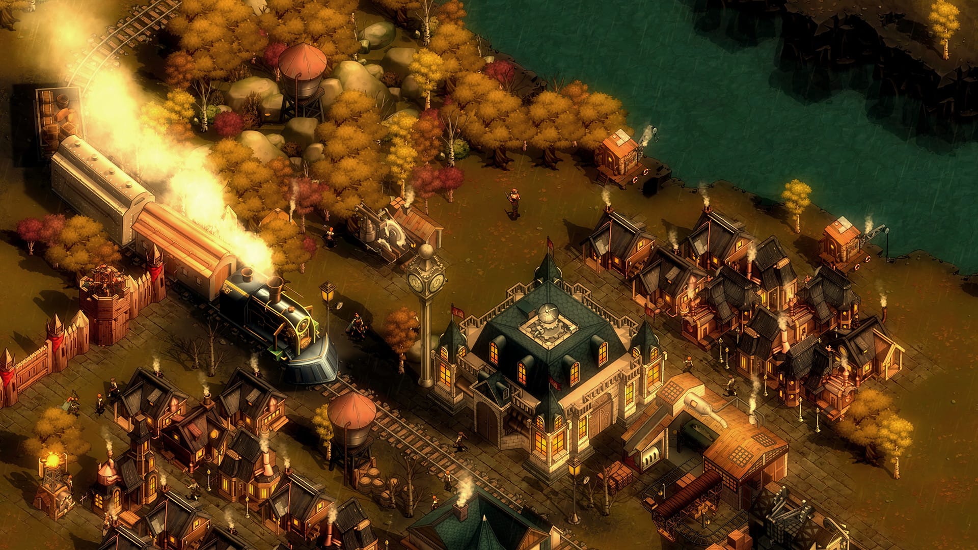 They Are Billions steampunk colony walled off against a massive swarm of infected on a snowy map