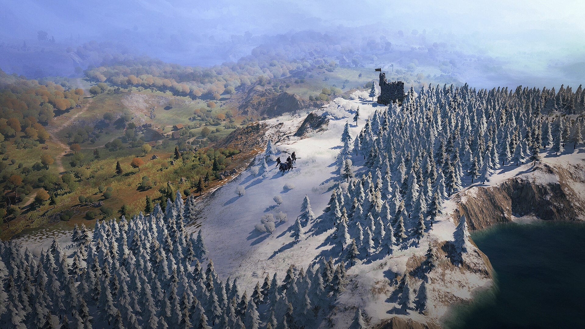 Wartales mercenary company exploring a gritty open medieval world with turn-based combat