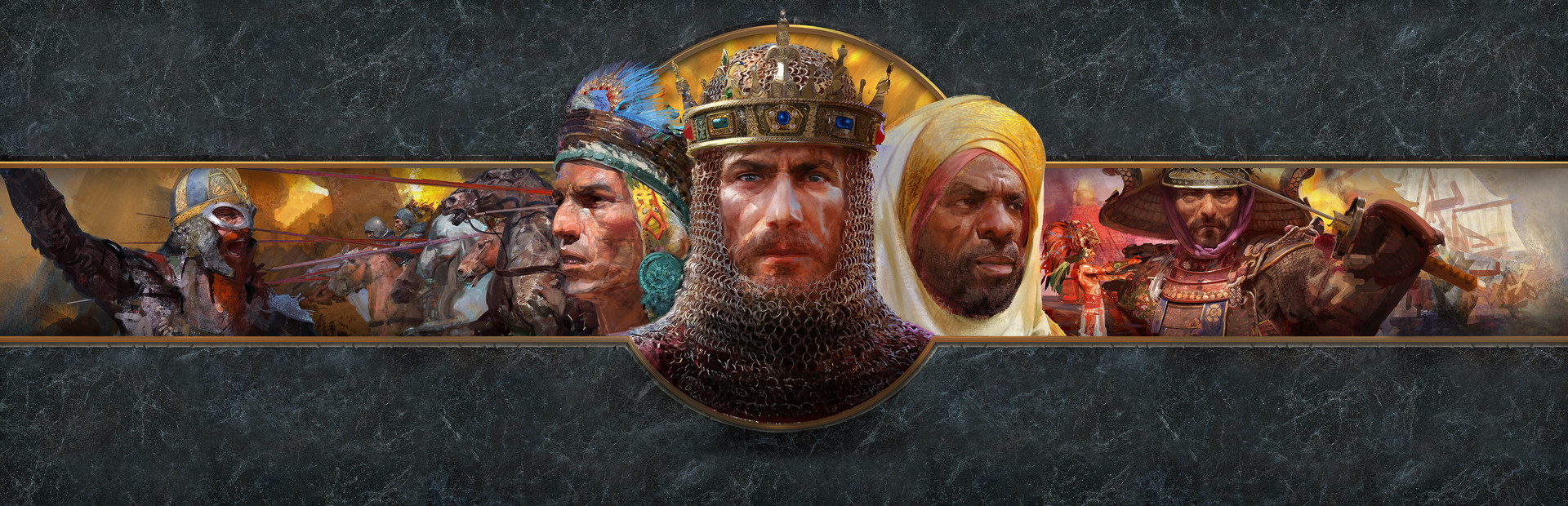 Age of Empires II Definitive Edition key art with medieval knights and castles
