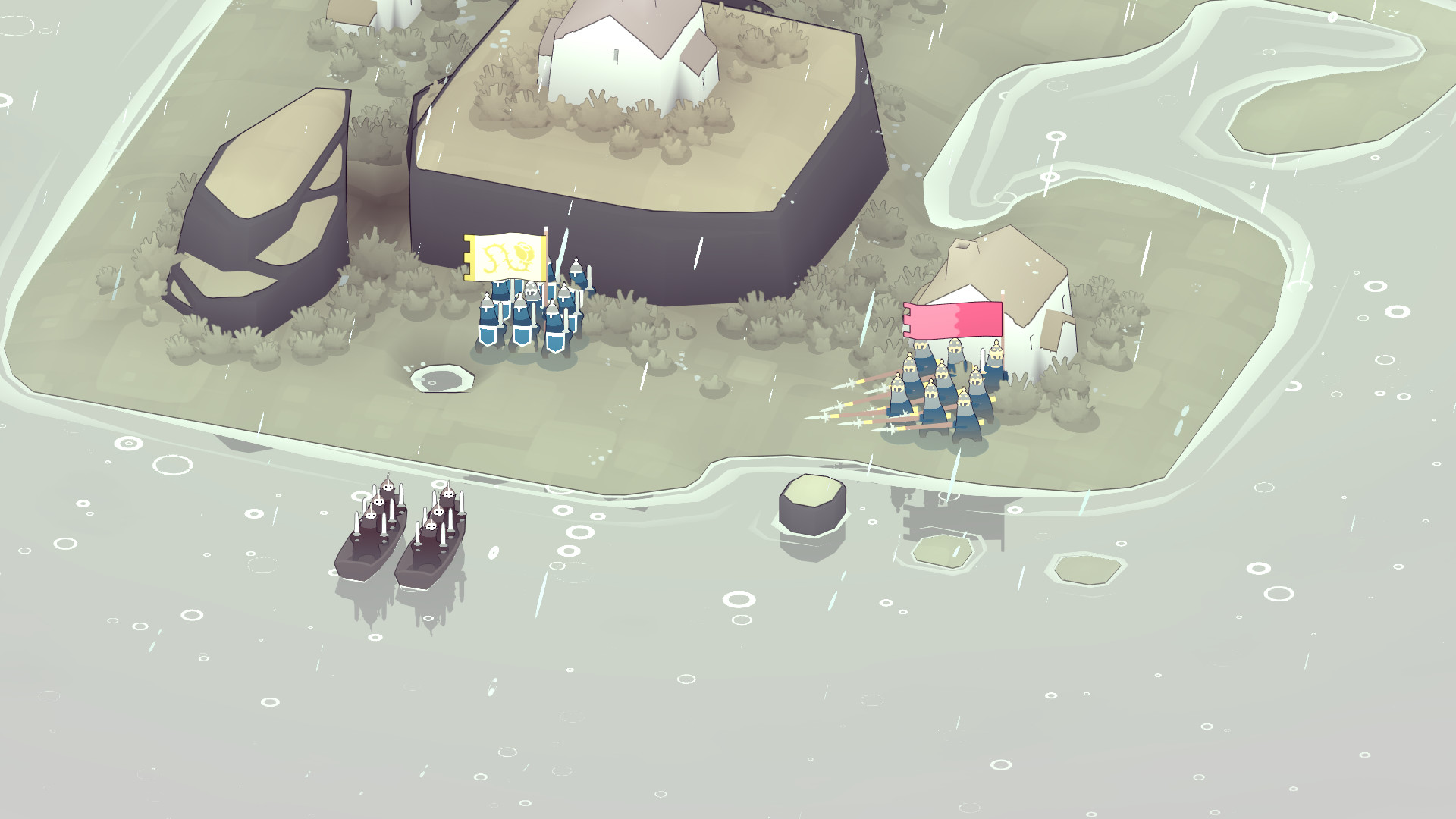 Bad North squads defending a small island against Viking landings