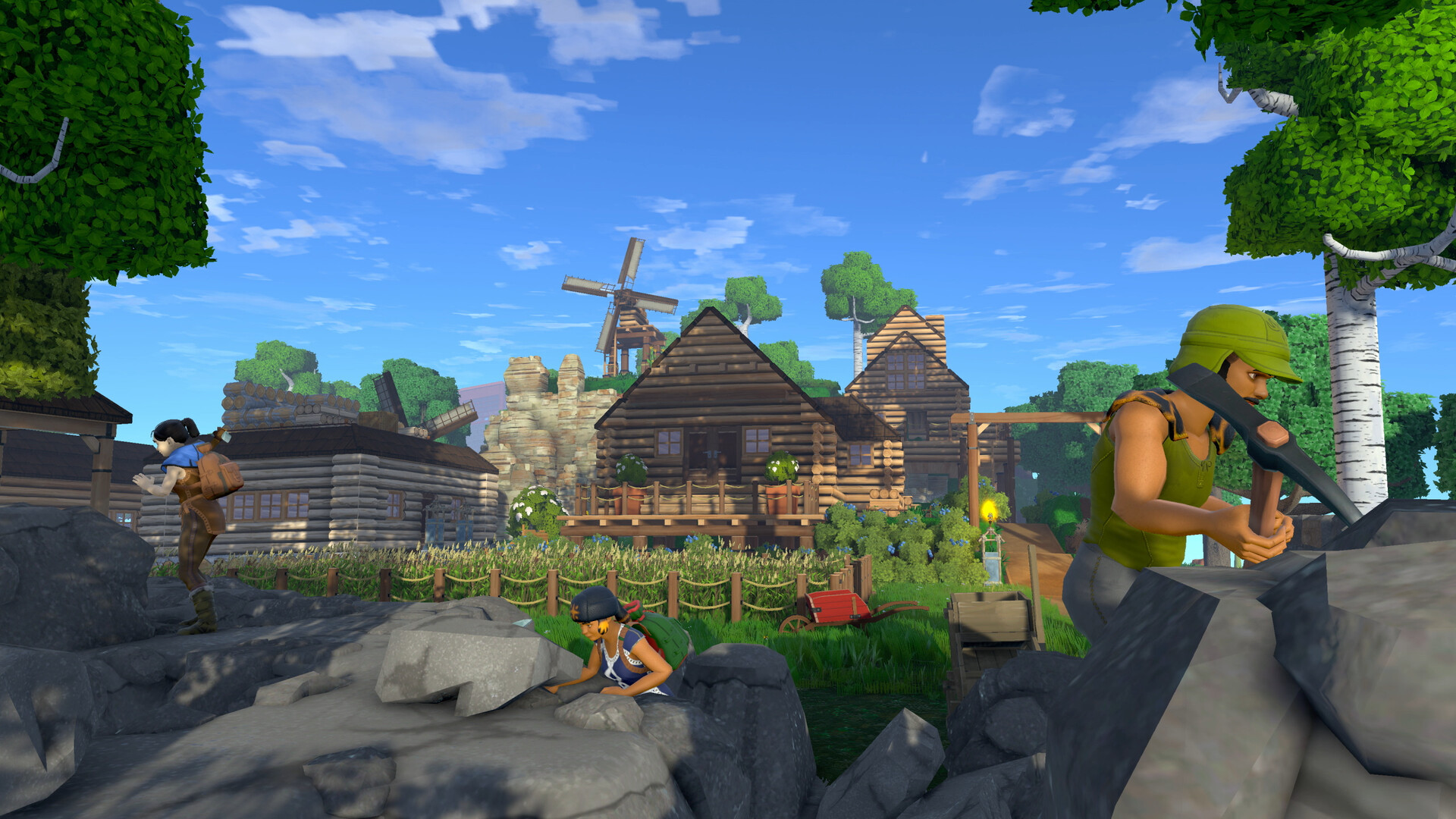Eco screenshot showing a player-built settlement inside a simulated ecosystem