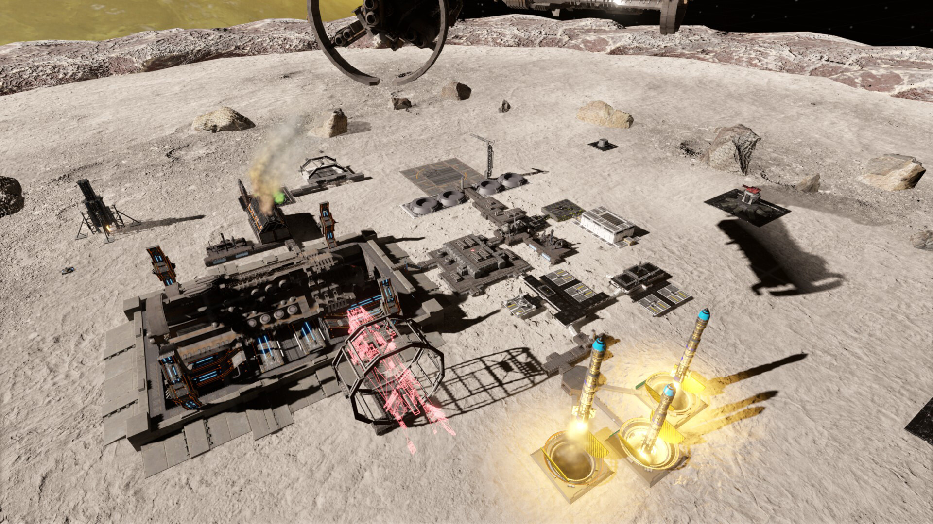 Executive Assault 2 base interior with robot units and production facilities