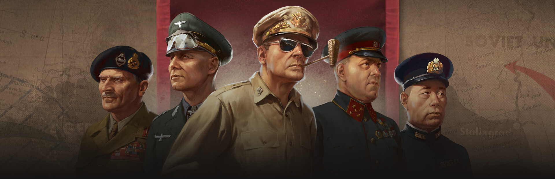 Hearts of Iron IV key art from the Paradox World War II grand strategy game with long multiplayer campaigns
