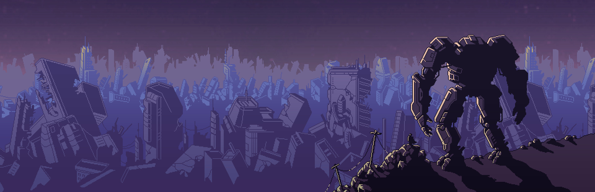 Into the Breach key art with mechs defending a city from kaiju