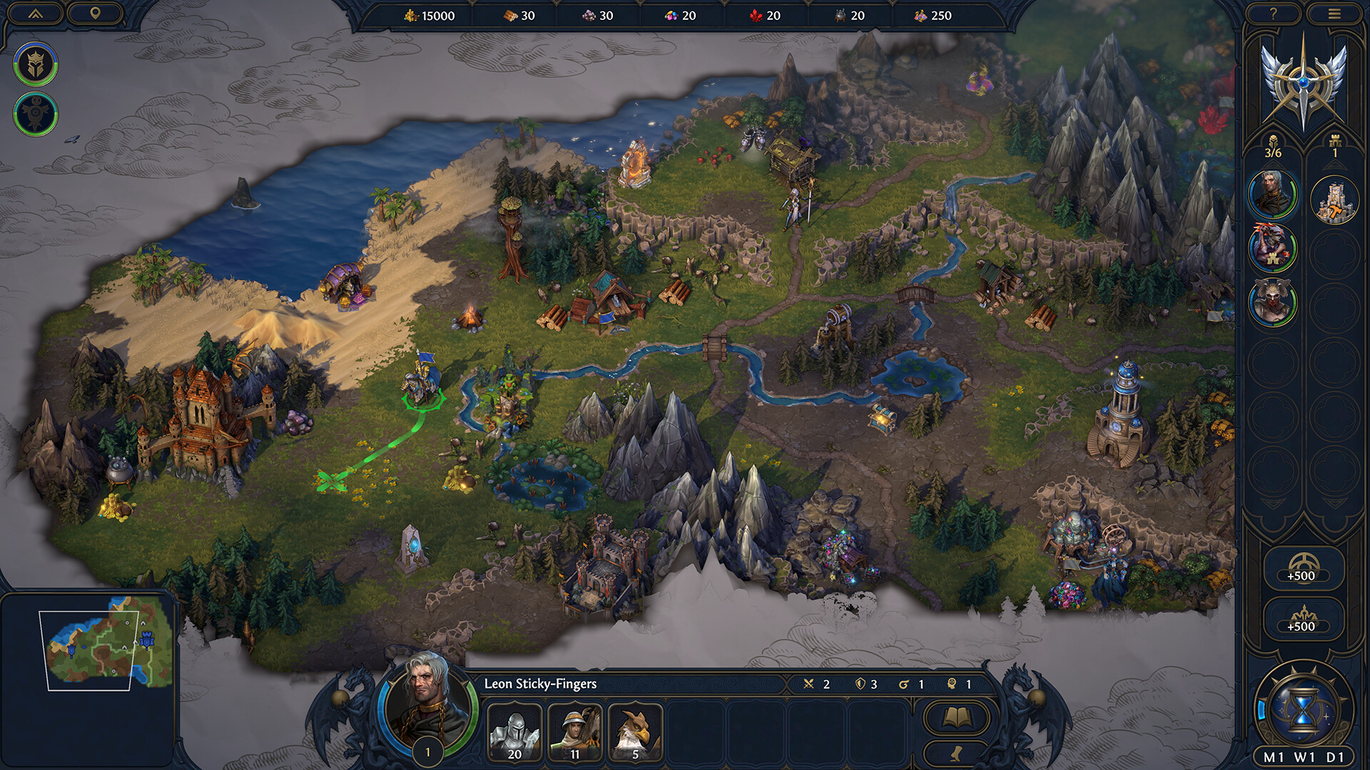 Heroes of Might and Magic Olden Era adventure map with heroes and towns