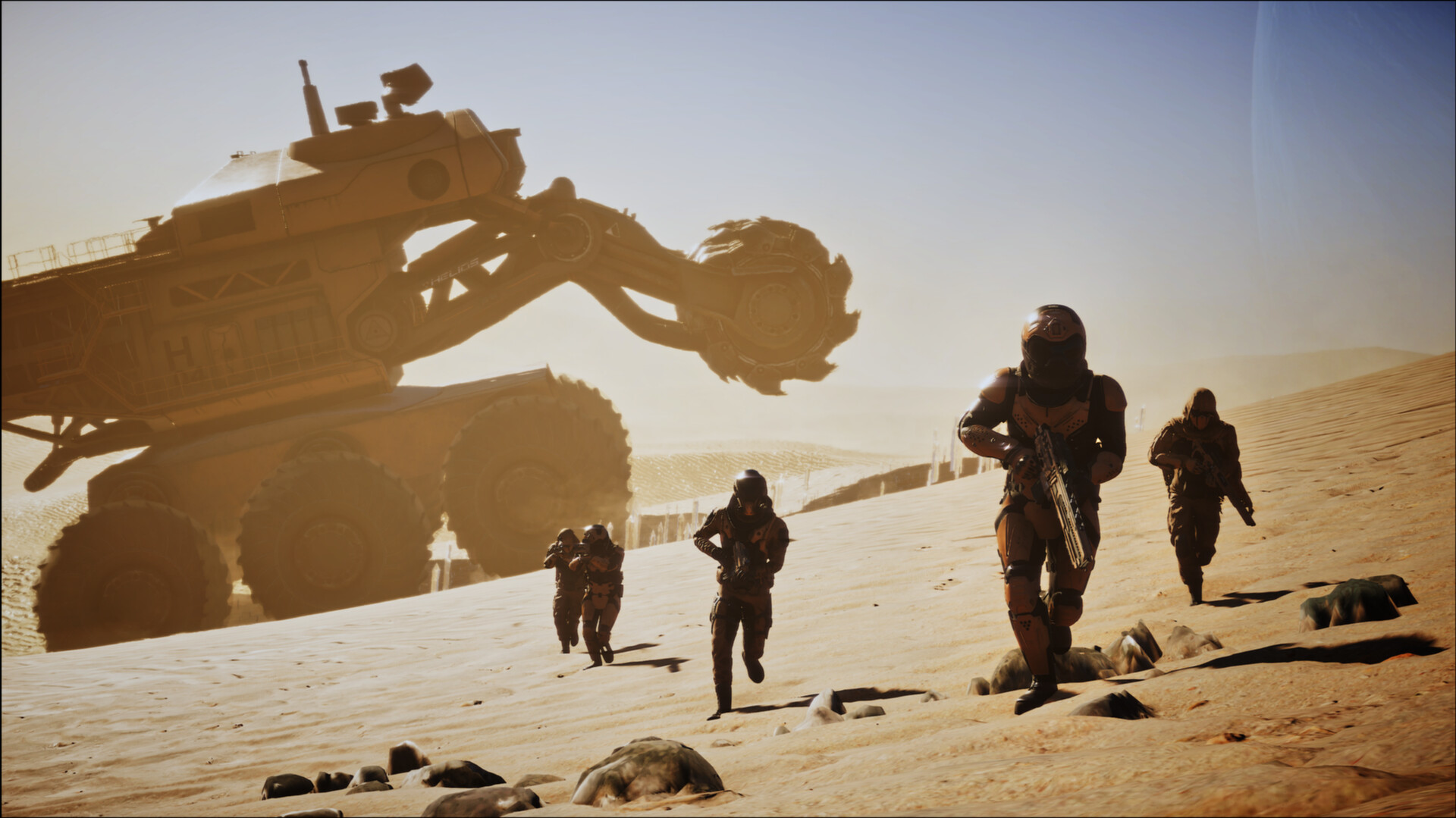 Silica commander view directing vehicles across the desert map