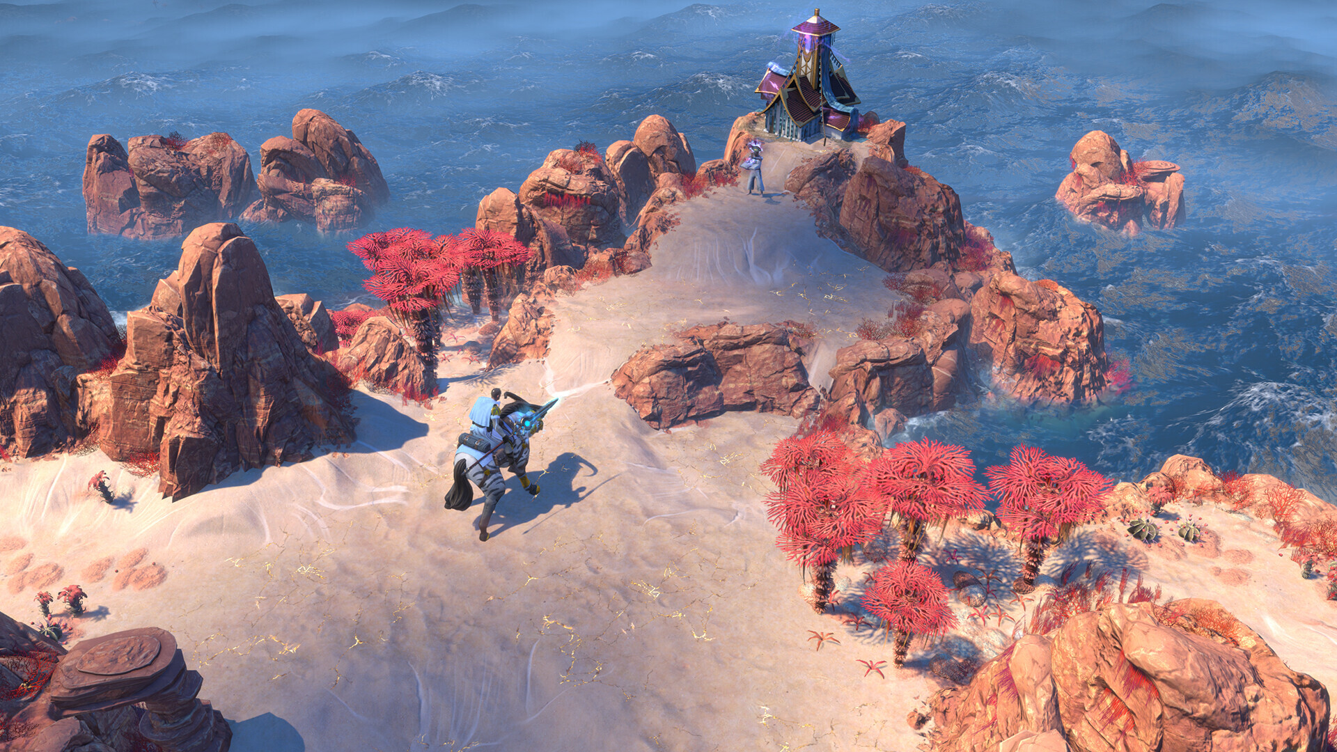 Endless Legend 2 gameplay showing the volcanic map of Saiadha with faction territory and units