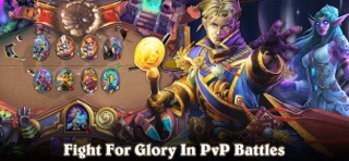 Hearthstone gameplay showing a card battle board with minions and hero portraits