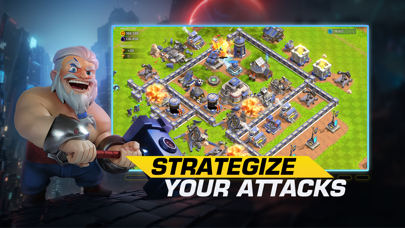 Heroes of Mavia base-building and battle gameplay with troops attacking a base