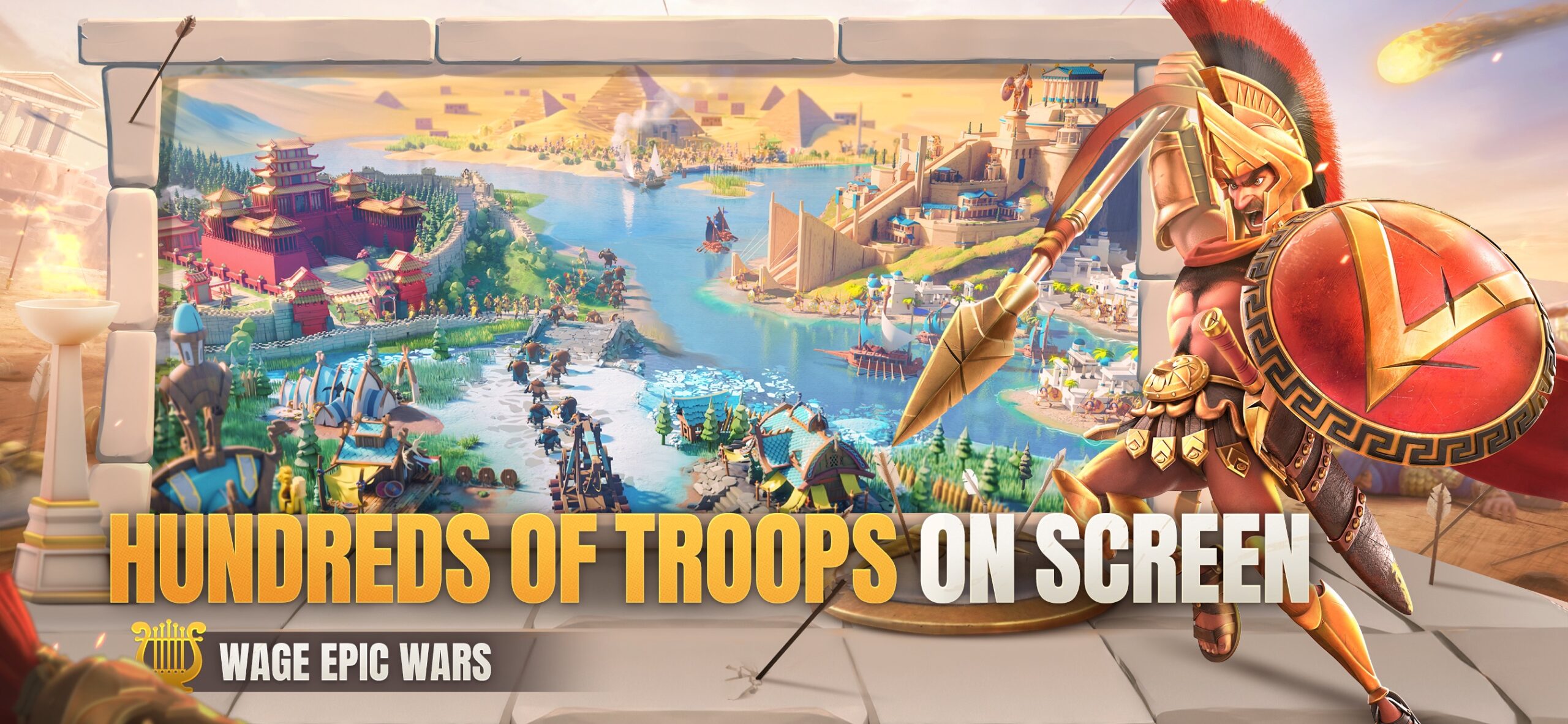 Rise of Kingdoms official promotional artwork of armies clashing in open field combat