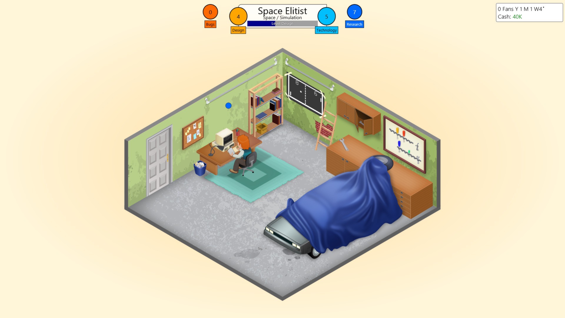 Game Dev Tycoon studio office with staff developing a game